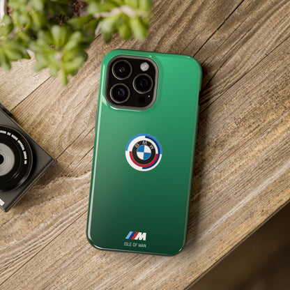 BMW G8X Isle of Man Green iPhone MagSafe Tough Case - 50 Jahre Logo and M Piping