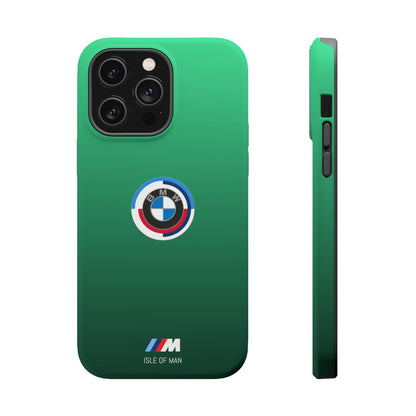 BMW G8X Isle of Man Green iPhone MagSafe Tough Case - 50 Jahre Logo and M Piping