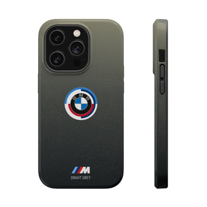 BMW G8X Dravit Grey With Gold Flecks iPhone MagSafe Tough Case - 50 Jahre Logo and M Piping