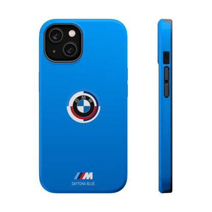 BMW G8X Daytona Blue iPhone MagSafe Tough Case - 50 Jahre Logo and M Piping