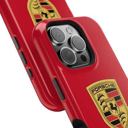 iPhone MagSafe Tough Case - Porsche Crest - Dark Red Gloss/Matte - iPhone 14-16 Pro Max