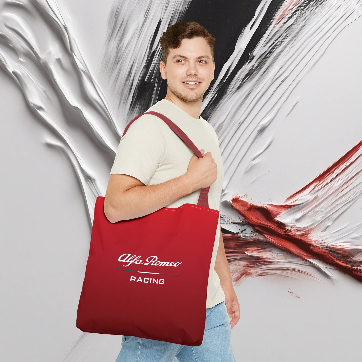 Alfa Romeo Racing Tote Bag - Rosso Etna, Durable Polyester, Multiple Sizes