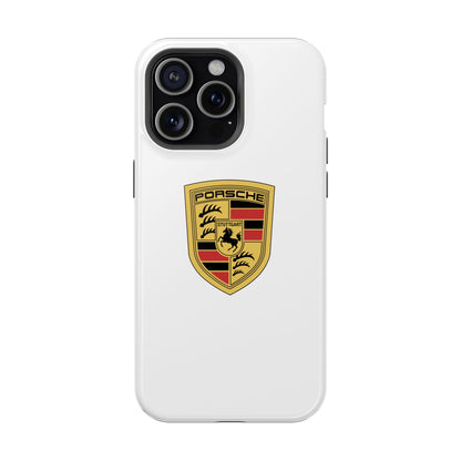 iPhone MagSafe Tough Case - Porsche Crest - White Gloss/Matte - iPhone 14-16 Pro Max