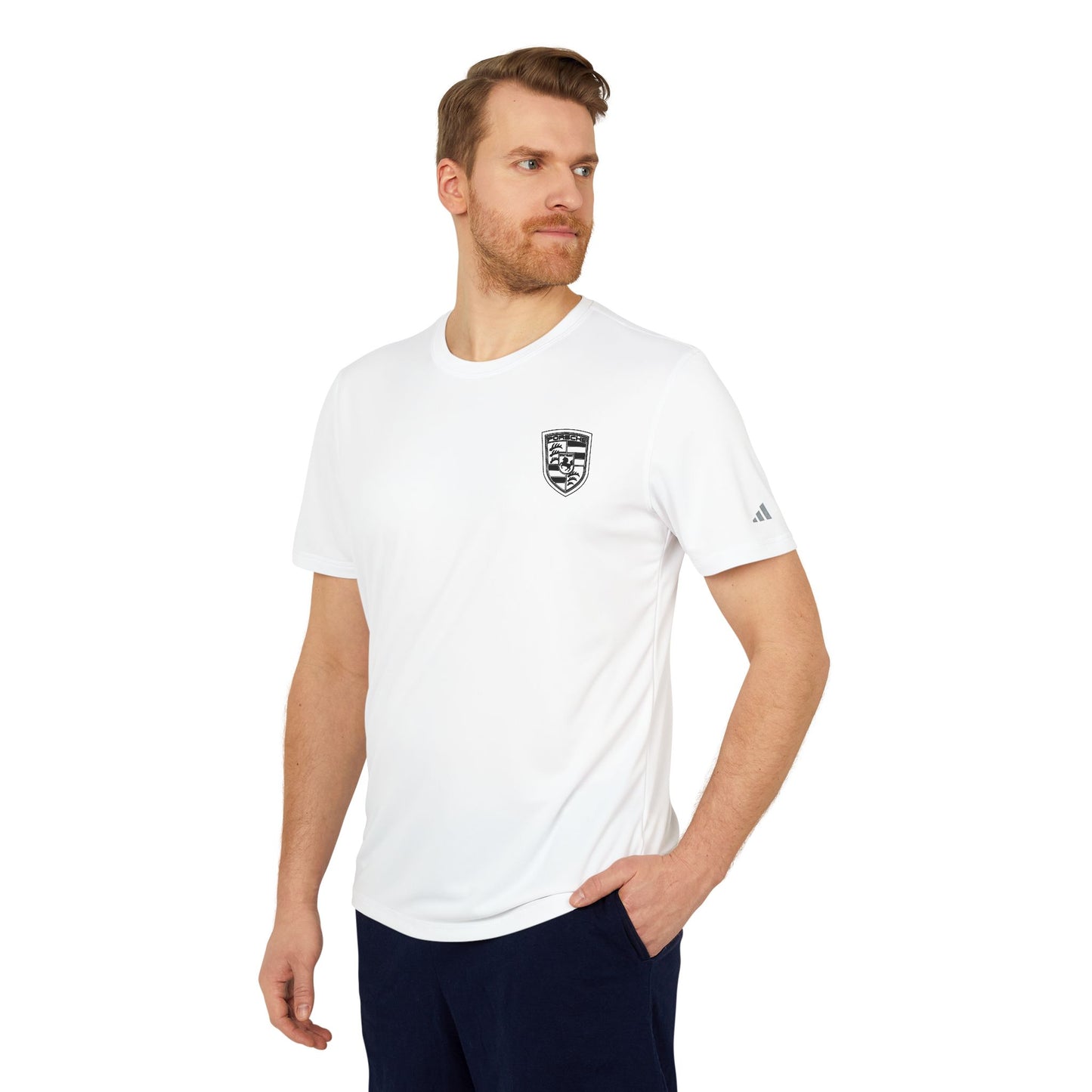 Porsche Crest Athletic Crewneck T-Shirt - adidas 3-Stripes Gear