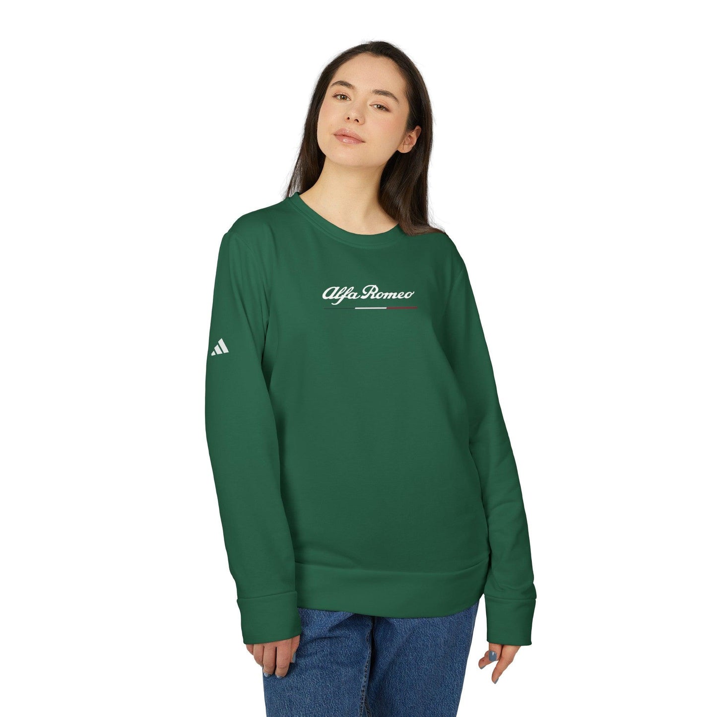 Alfa Romeo adidas® Fleece Crewneck Sweatshirt - Unisex, 8 Colors, 3-Stripes Gear - AI Print Spot