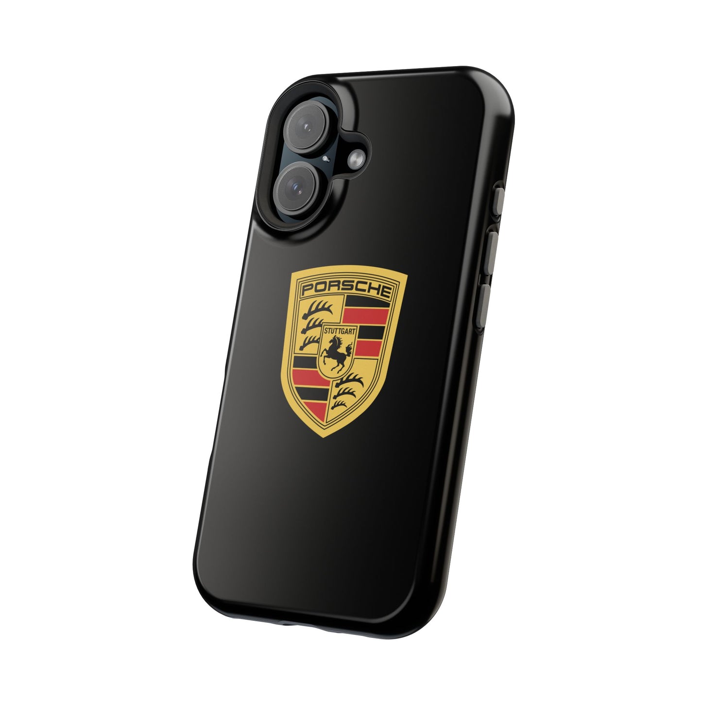 Porsche Crest iPhone MagSafe Elegance Case - iPhone 13 through 16 Pro Max - Black Gloss or Matte