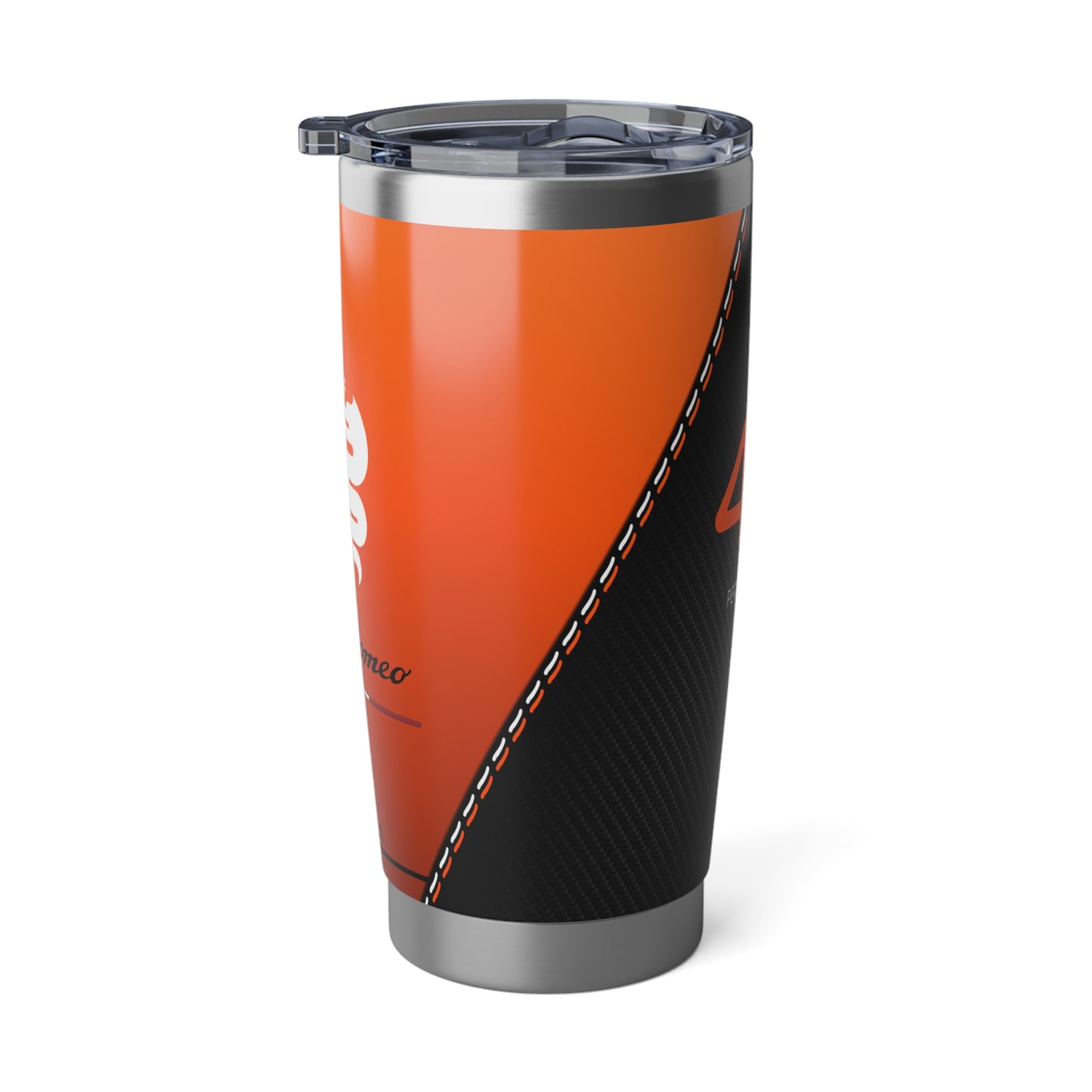 Custom Alfa Romeo 4C Exclusive Vagabond 20oz Tumbler - 3M Fiery Orange Gloss + Carbon Fiber Finish - Personalized