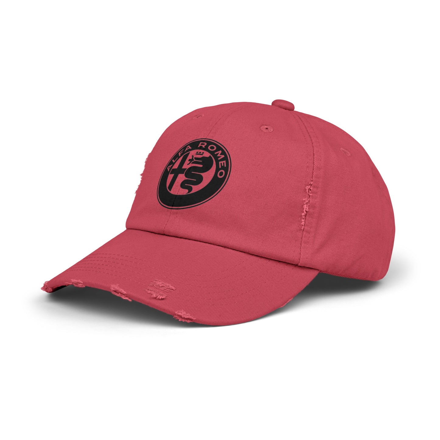 Alfa Romeo Distressed Cap - Unisex 100% Cotton Twill - Adjustable Fit - Stylish and Durable - Perfect for Car Enthusiasts