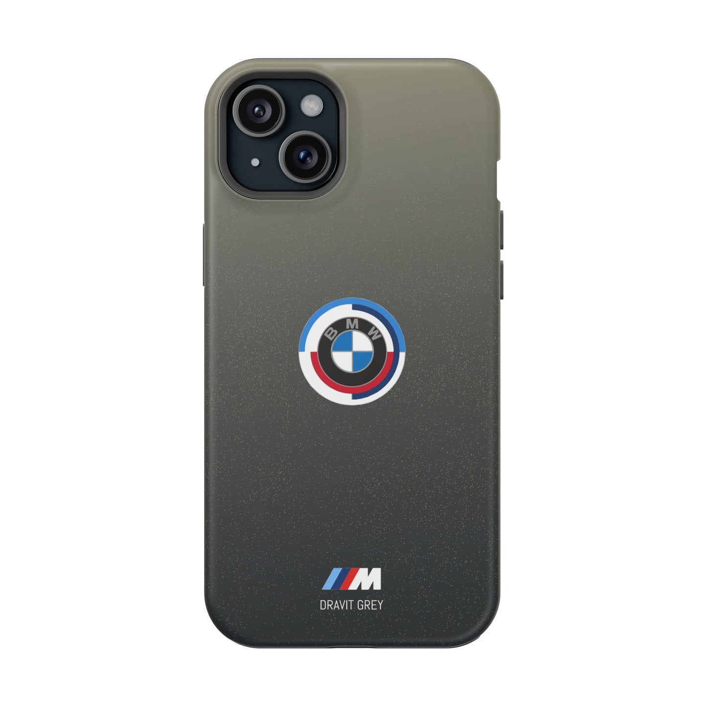 BMW G8X Dravit Grey With Gold Flecks iPhone MagSafe Tough Case - 50 Jahre Logo and M Piping