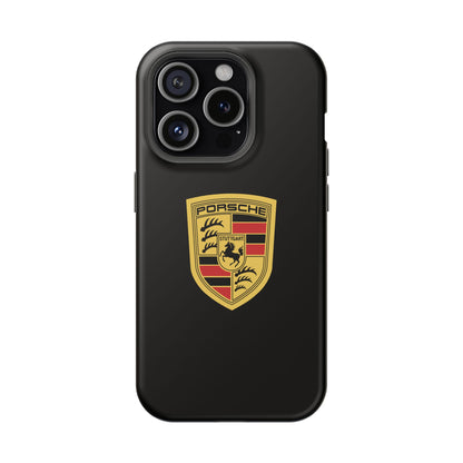 Porsche Crest iPhone MagSafe Elegance Case - iPhone 13 through 16 Pro Max - Black Gloss or Matte