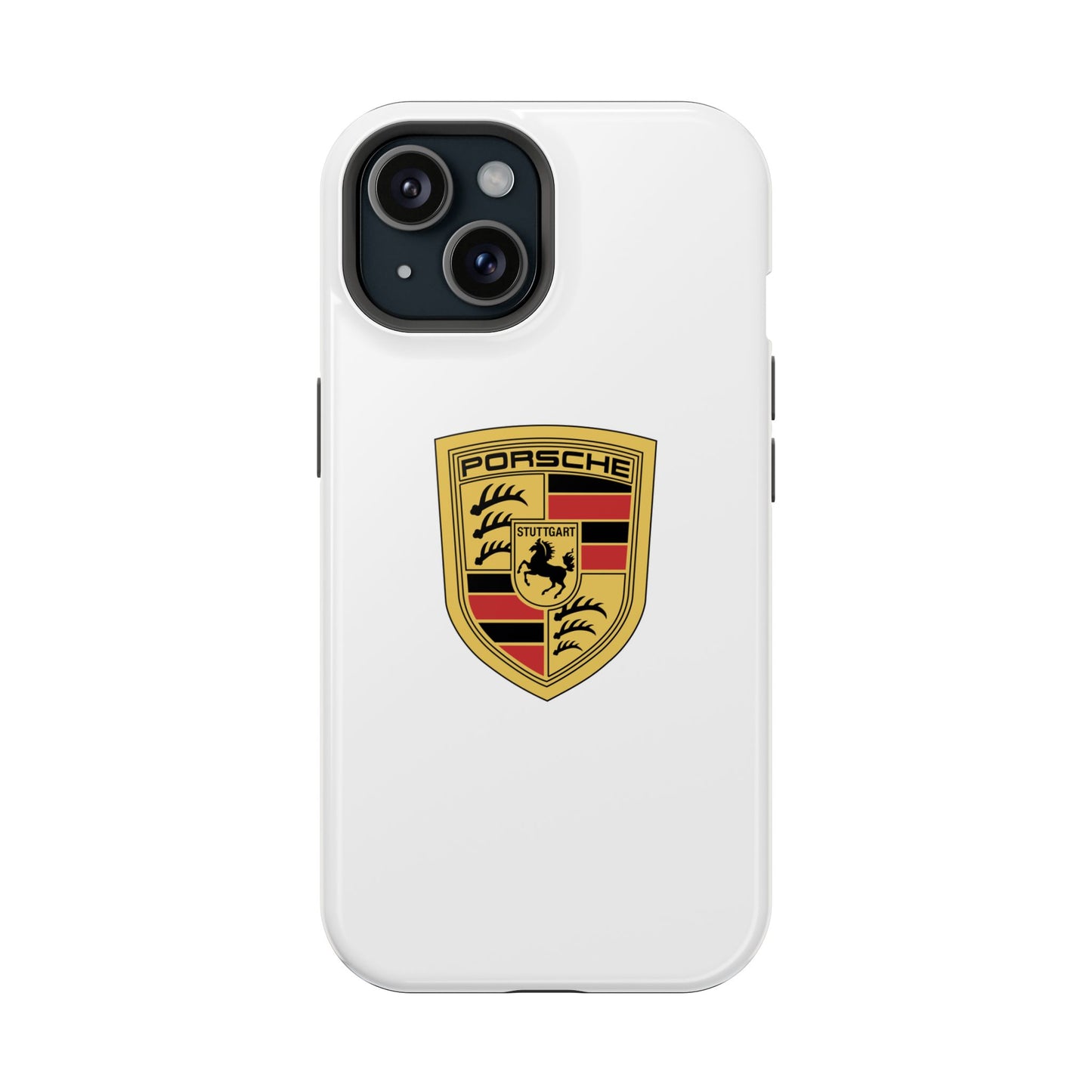 iPhone MagSafe Tough Case - Porsche Crest - White Gloss/Matte - iPhone 14-16 Pro Max