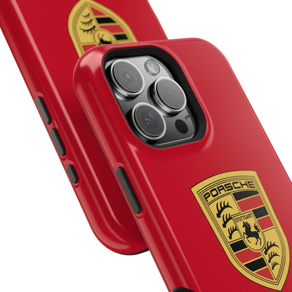 iPhone MagSafe Tough Case - Porsche Crest - Dark Red Gloss/Matte - iPhone 14-16 Pro Max