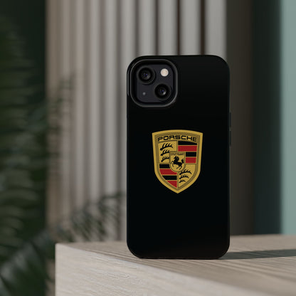 Porsche Crest iPhone MagSafe Elegance Case - iPhone 13 through 16 Pro Max - Black Gloss or Matte