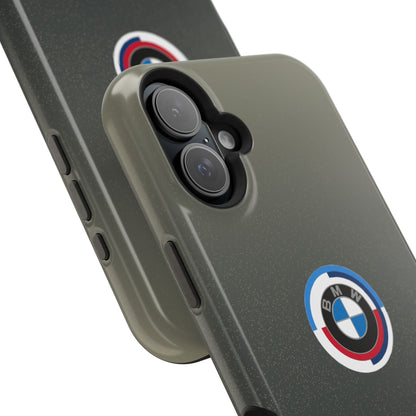 BMW G8X Dravit Grey With Gold Flecks iPhone MagSafe Tough Case - 50 Jahre Logo and M Piping