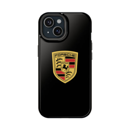 Porsche Crest iPhone MagSafe Elegance Case - iPhone 13 through 16 Pro Max - Black Gloss or Matte