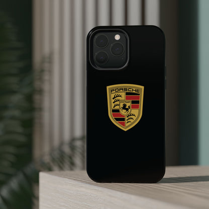 Porsche Crest iPhone MagSafe Elegance Case - iPhone 13 through 16 Pro Max - Black Gloss or Matte