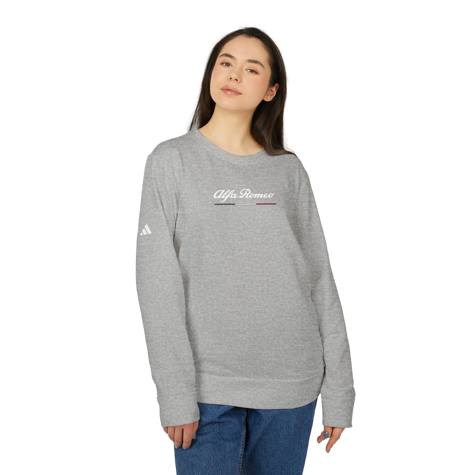 Alfa Romeo adidas® Fleece Crewneck Sweatshirt - Unisex, 8 Colors, 3-Stripes Gear - AI Print Spot