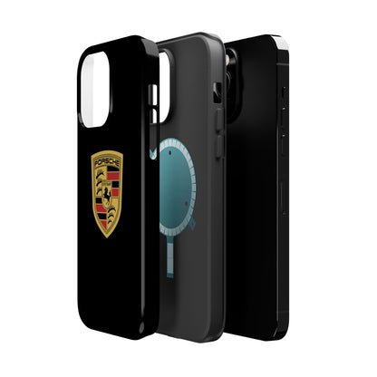 Porsche Crest iPhone MagSafe Elegance Case - iPhone 13 through 16 Pro Max - Black Gloss or Matte