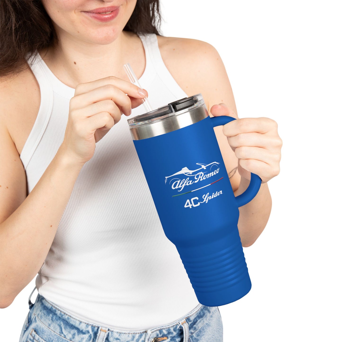 Alfa Romeo 4C Spider 40oz Insulated Travel Mug with Dual-Script Design