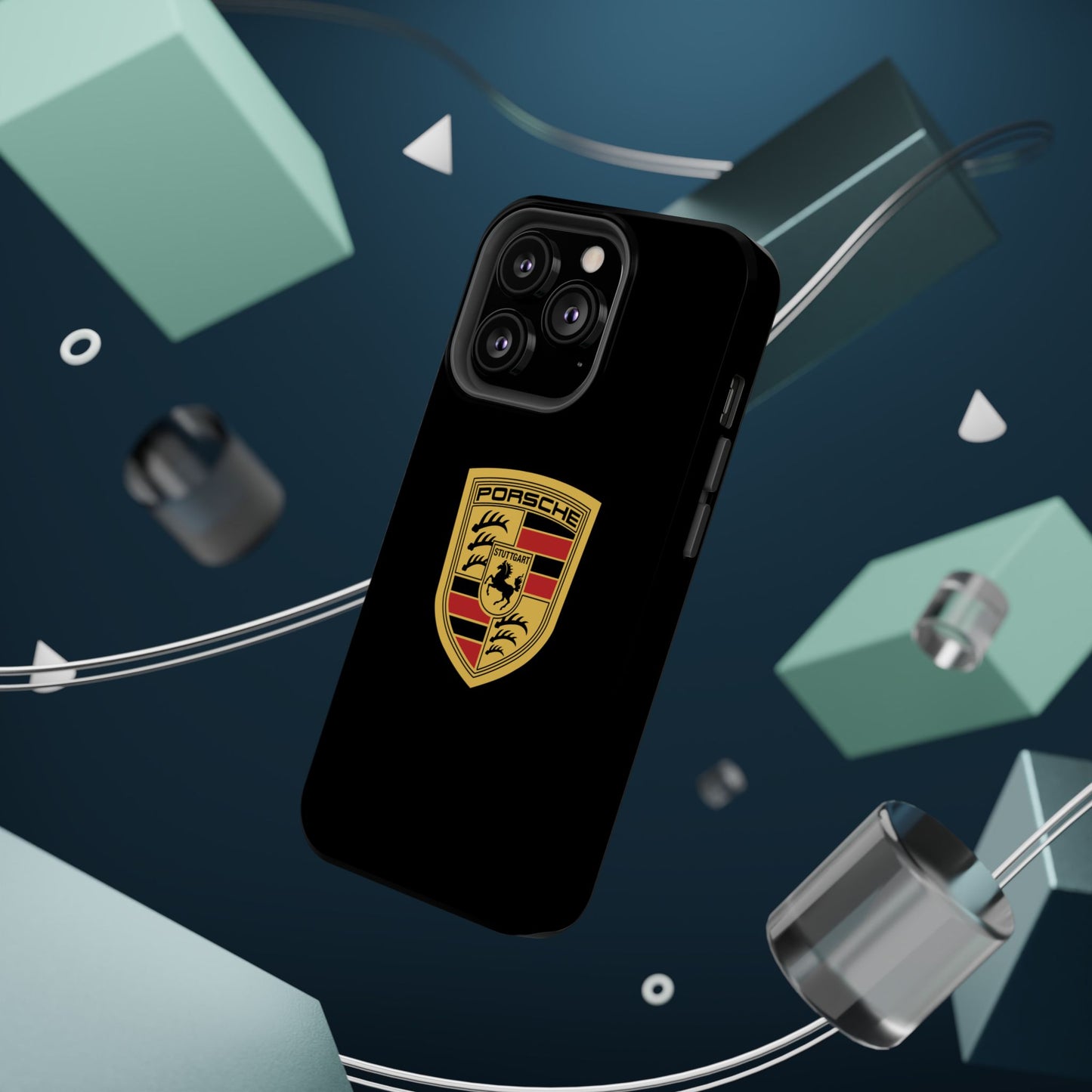 Porsche Crest iPhone MagSafe Elegance Case - iPhone 13 through 16 Pro Max - Black Gloss or Matte