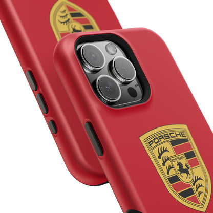 iPhone MagSafe Tough Case - Porsche Crest - Dark Red Gloss/Matte - iPhone 14-16 Pro Max