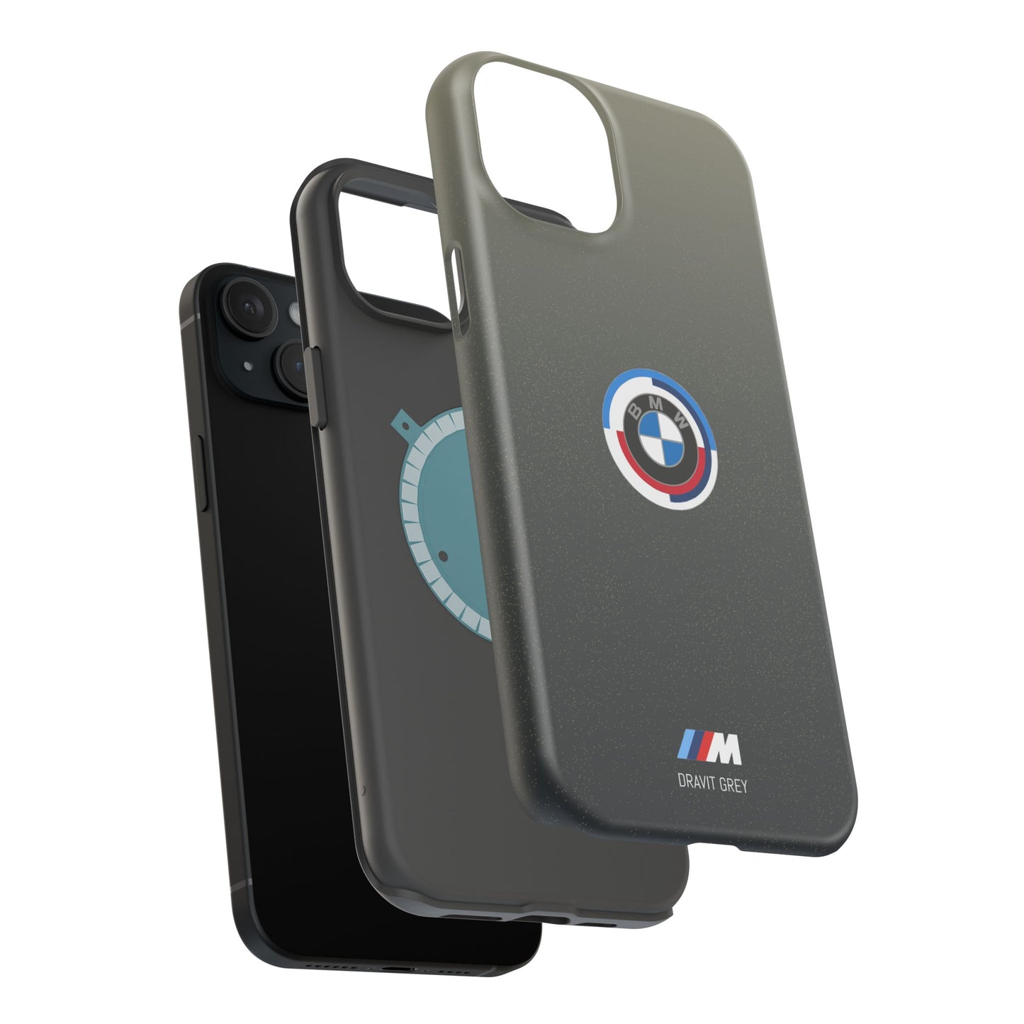 BMW G8X Dravit Grey With Gold Flecks iPhone MagSafe Tough Case - 50 Jahre Logo and M Piping