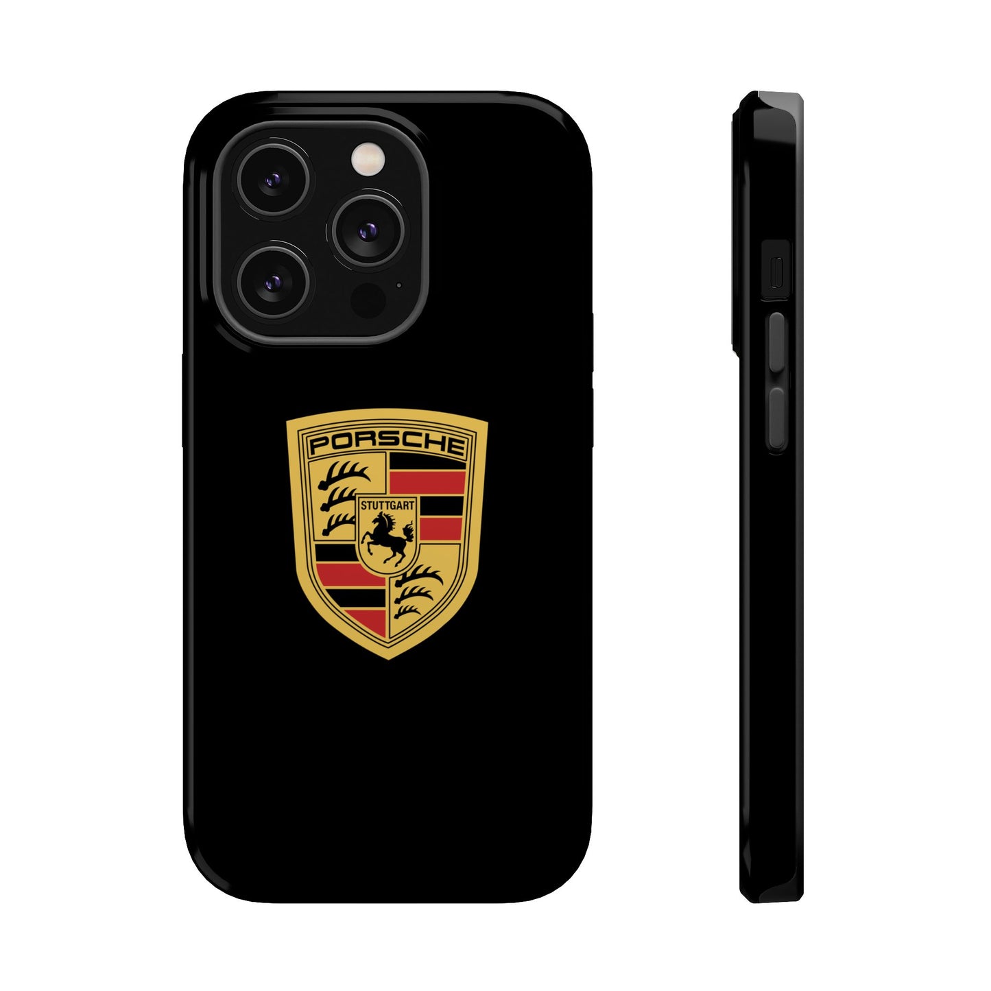 Porsche Crest iPhone MagSafe Elegance Case - iPhone 13 through 16 Pro Max - Black Gloss or Matte