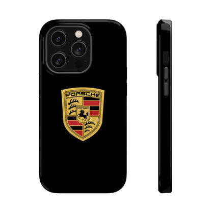 Porsche Crest iPhone MagSafe Elegance Case - iPhone 13 through 16 Pro Max - Black Gloss or Matte