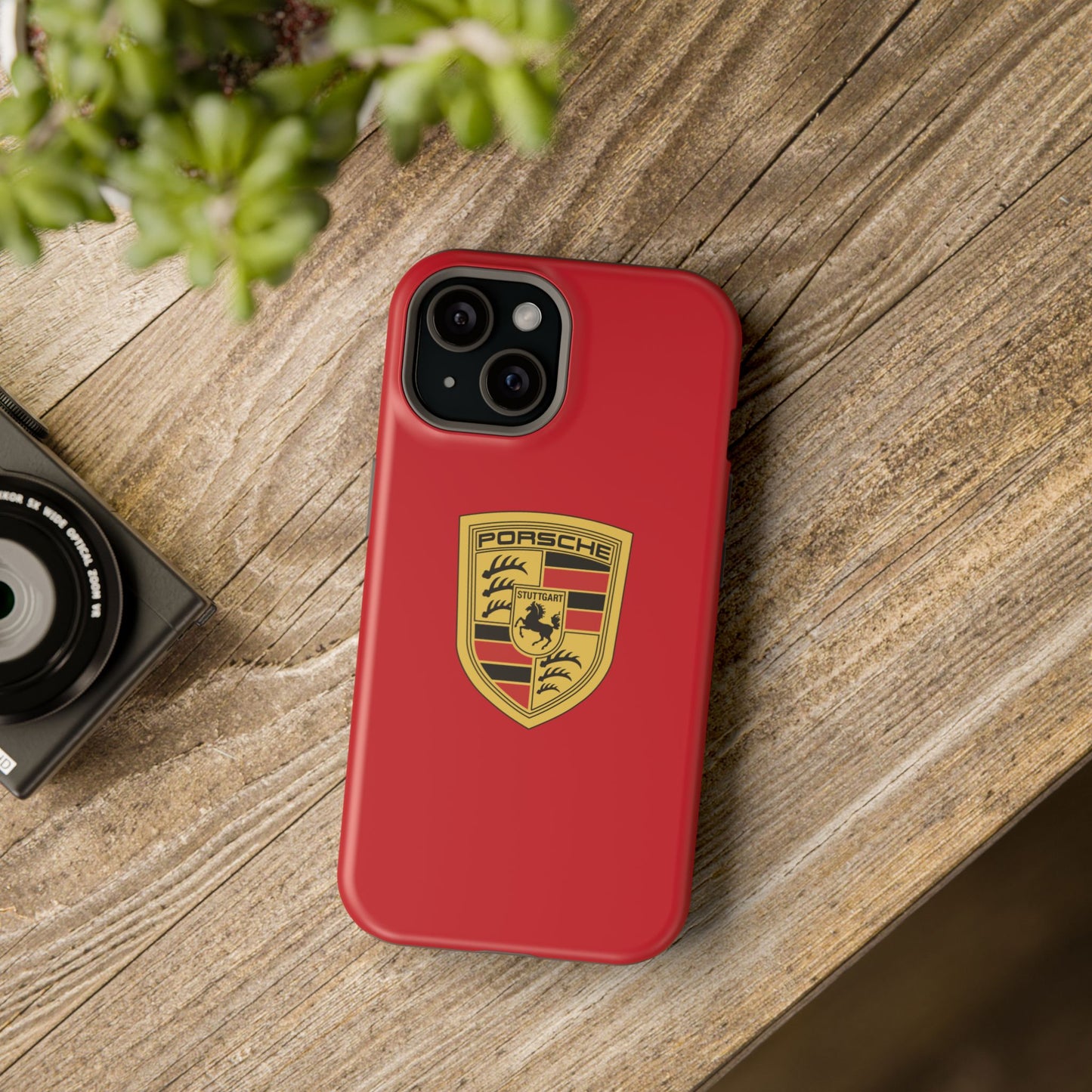 iPhone MagSafe Tough Case - Porsche Crest - Dark Red Gloss/Matte - iPhone 14-16 Pro Max