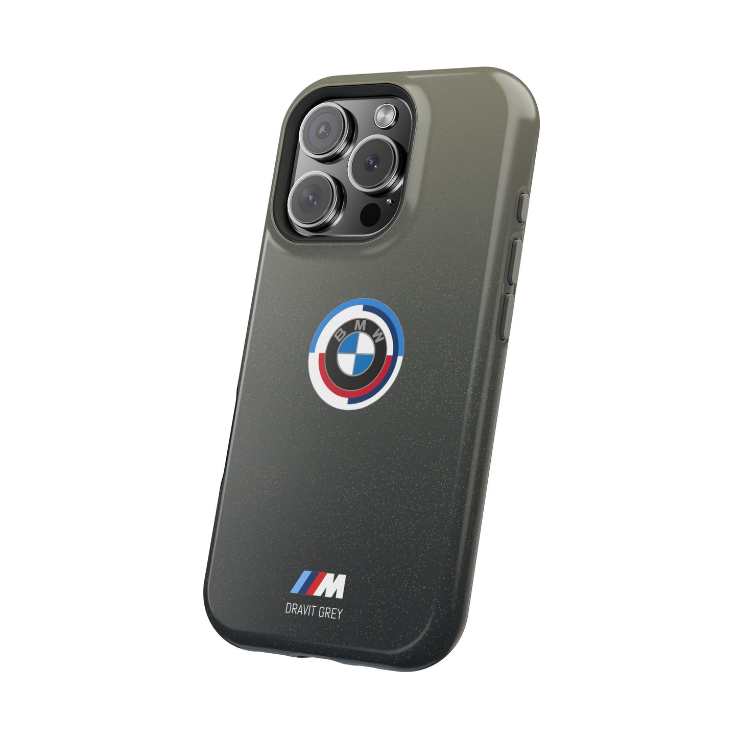 BMW G8X Dravit Grey With Gold Flecks iPhone MagSafe Tough Case - 50 Jahre Logo and M Piping