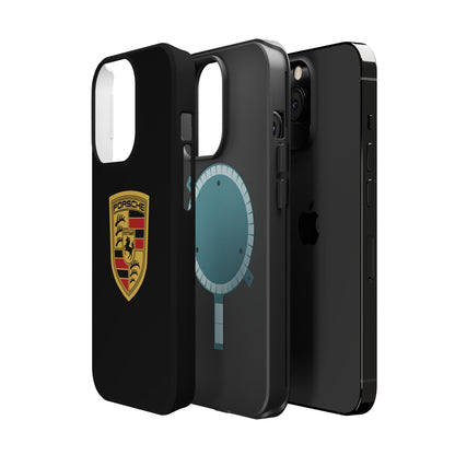 Porsche Crest iPhone MagSafe Elegance Case - iPhone 13 through 16 Pro Max - Black Gloss or Matte