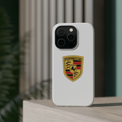 iPhone MagSafe Tough Case - Porsche Crest - White Gloss/Matte - iPhone 14-16 Pro Max