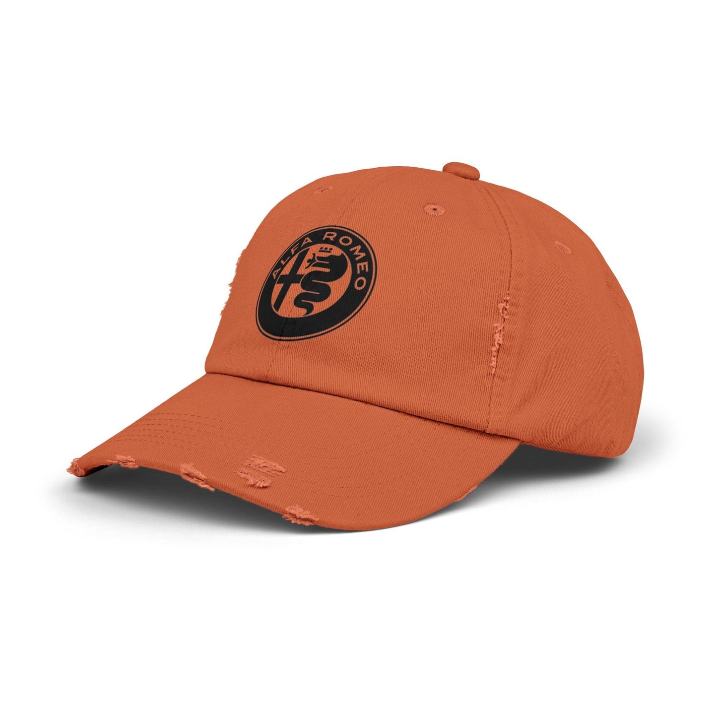 Alfa Romeo Distressed Hat - Unisex 100% Cotton Twill - Adjustable Fit Cap - Stylish and Durable - Perfect for Car Enthusiasts - AI Print Spot