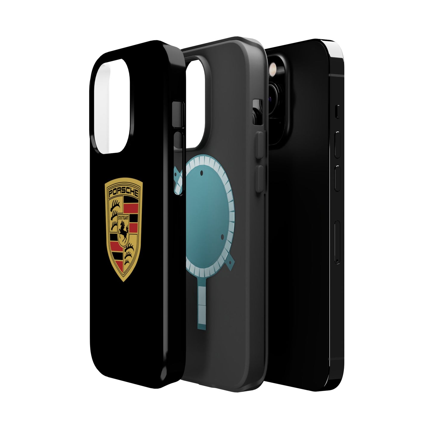 Porsche Crest iPhone MagSafe Elegance Case - iPhone 13 through 16 Pro Max - Black Gloss or Matte