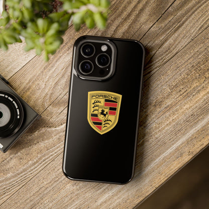 Porsche Crest iPhone MagSafe Elegance Case - iPhone 13 through 16 Pro Max - Black Gloss or Matte