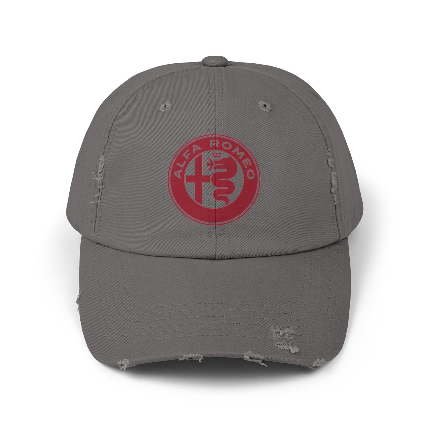 Alfa Romeo Distressed Hat - Unisex 100% Cotton Twill - Adjustable Fit Cap - Stylish and Durable - Perfect for Car Enthusiasts - AI Print Spot