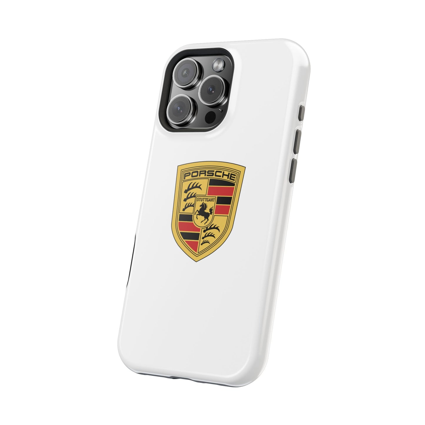 iPhone MagSafe Tough Case - Porsche Crest - White Gloss/Matte - iPhone 14-16 Pro Max