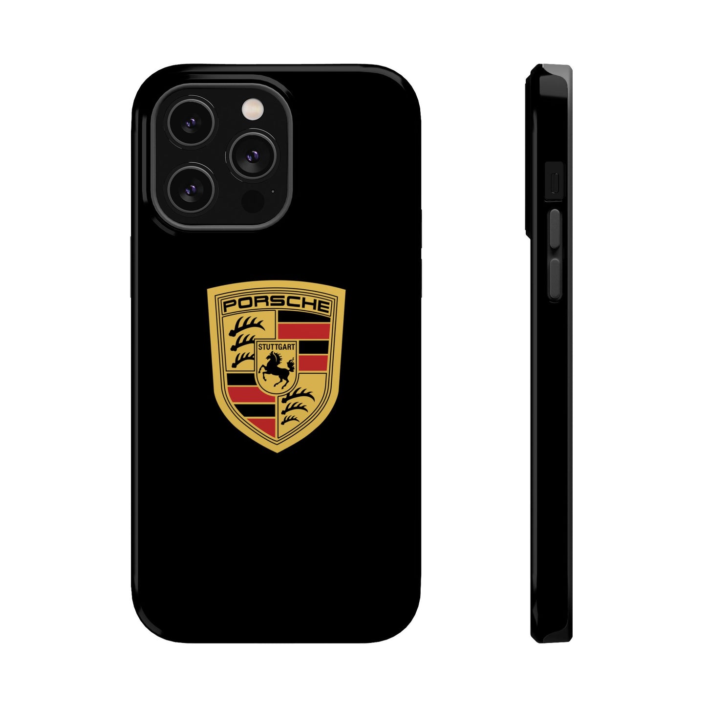 Porsche Crest iPhone MagSafe Elegance Case - iPhone 13 through 16 Pro Max - Black Gloss or Matte