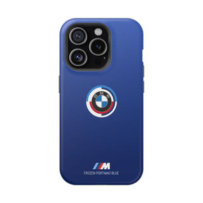 BMW G8X Frozen Portimao Blue iPhone MagSafe Tough Case - 50 Jahre Logo and M Piping