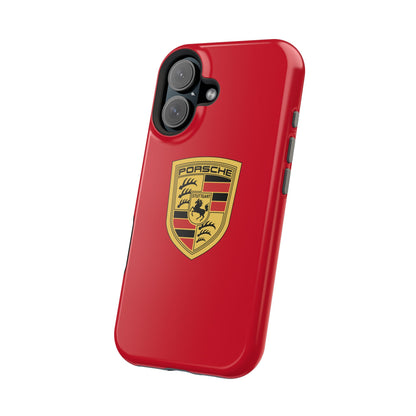 iPhone MagSafe Tough Case - Porsche Crest - Dark Red Gloss/Matte - iPhone 14-16 Pro Max