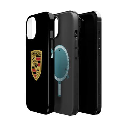 Porsche Crest iPhone MagSafe Elegance Case - iPhone 13 through 16 Pro Max - Black Gloss or Matte