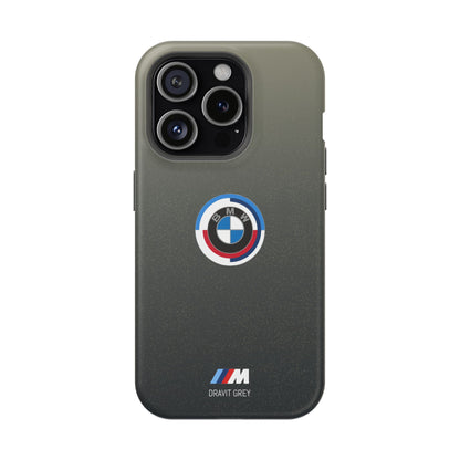 BMW G8X Dravit Grey With Gold Flecks iPhone MagSafe Tough Case - 50 Jahre Logo and M Piping