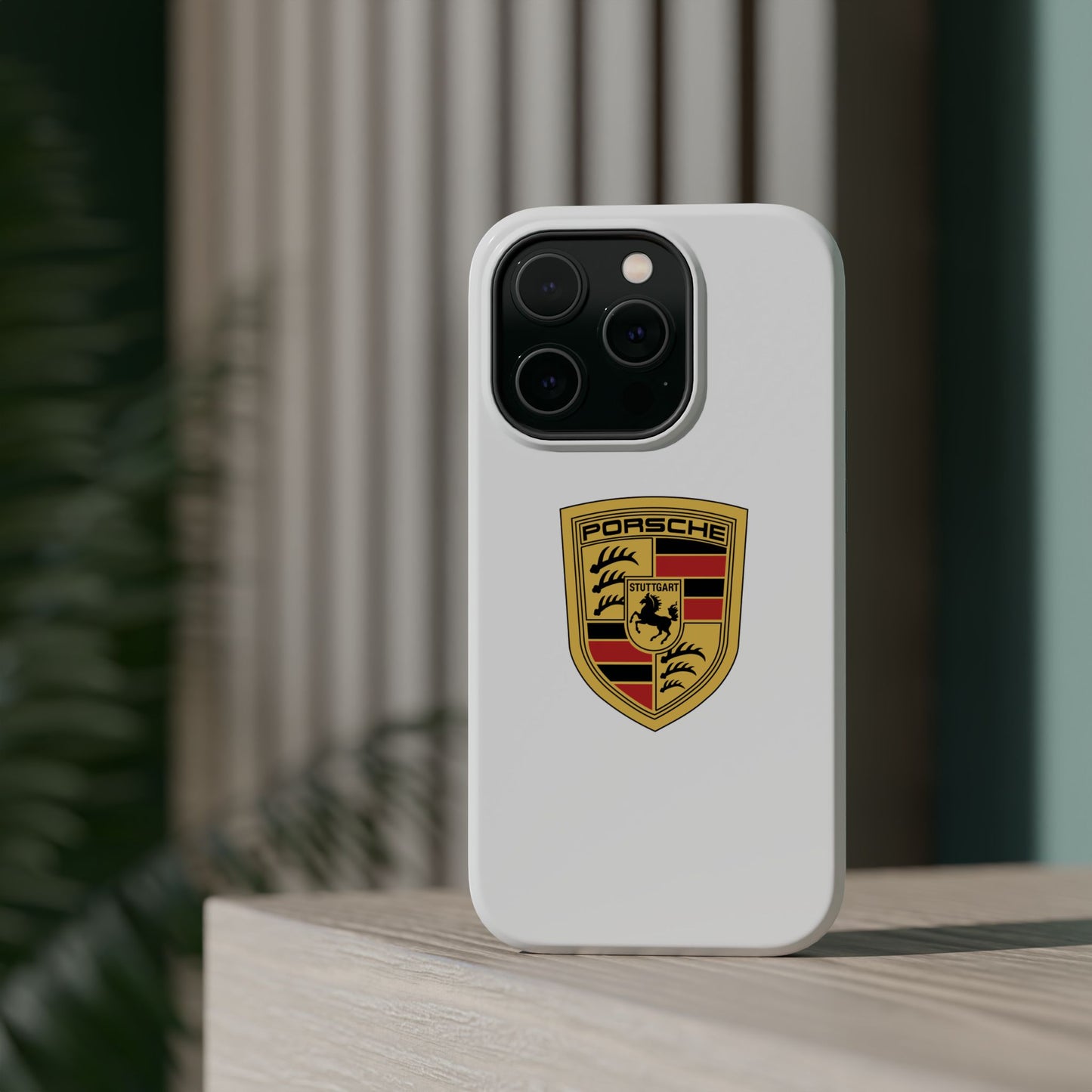 iPhone MagSafe Tough Case - Porsche Crest - White Gloss/Matte - iPhone 14-16 Pro Max