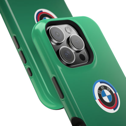 BMW G8X Isle of Man Green iPhone MagSafe Tough Case - 50 Jahre Logo and M Piping