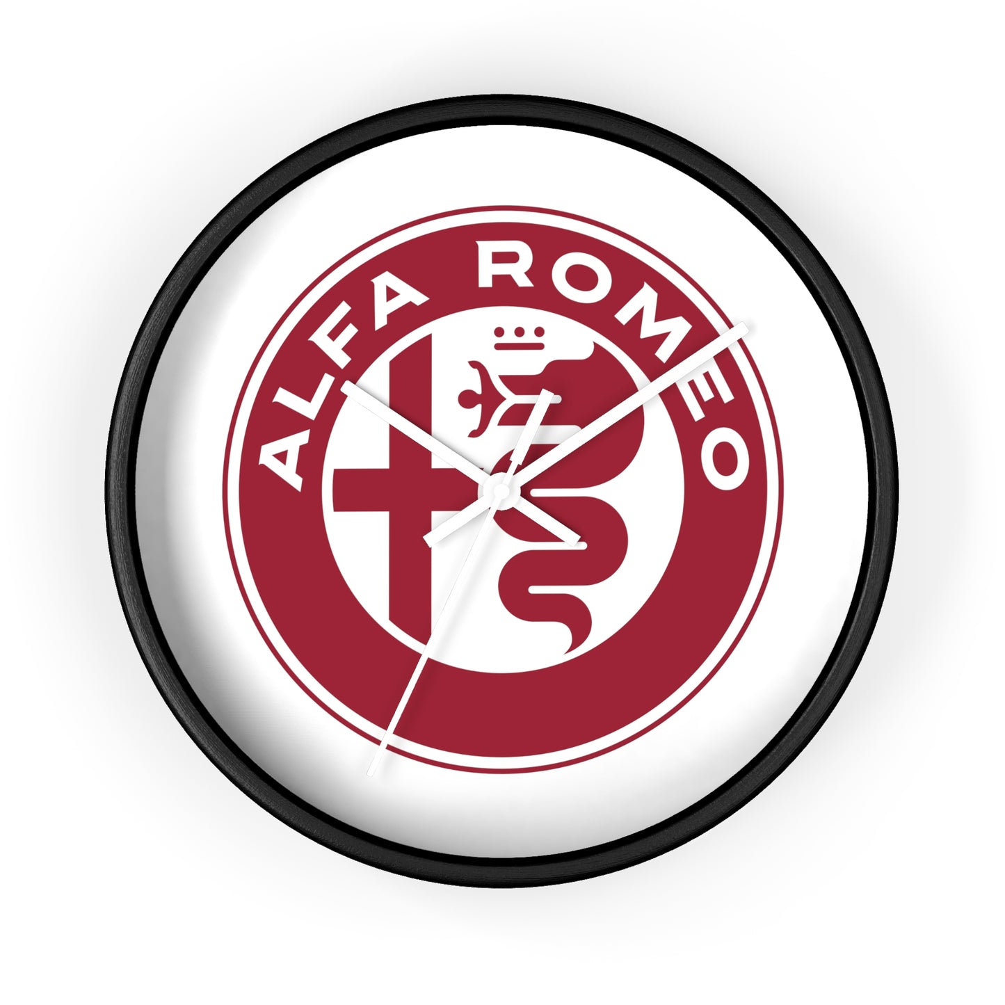 Alfa Romeo New Emblem Design in Rosso Wall Clock - Black and White Frames, Vibrant Design