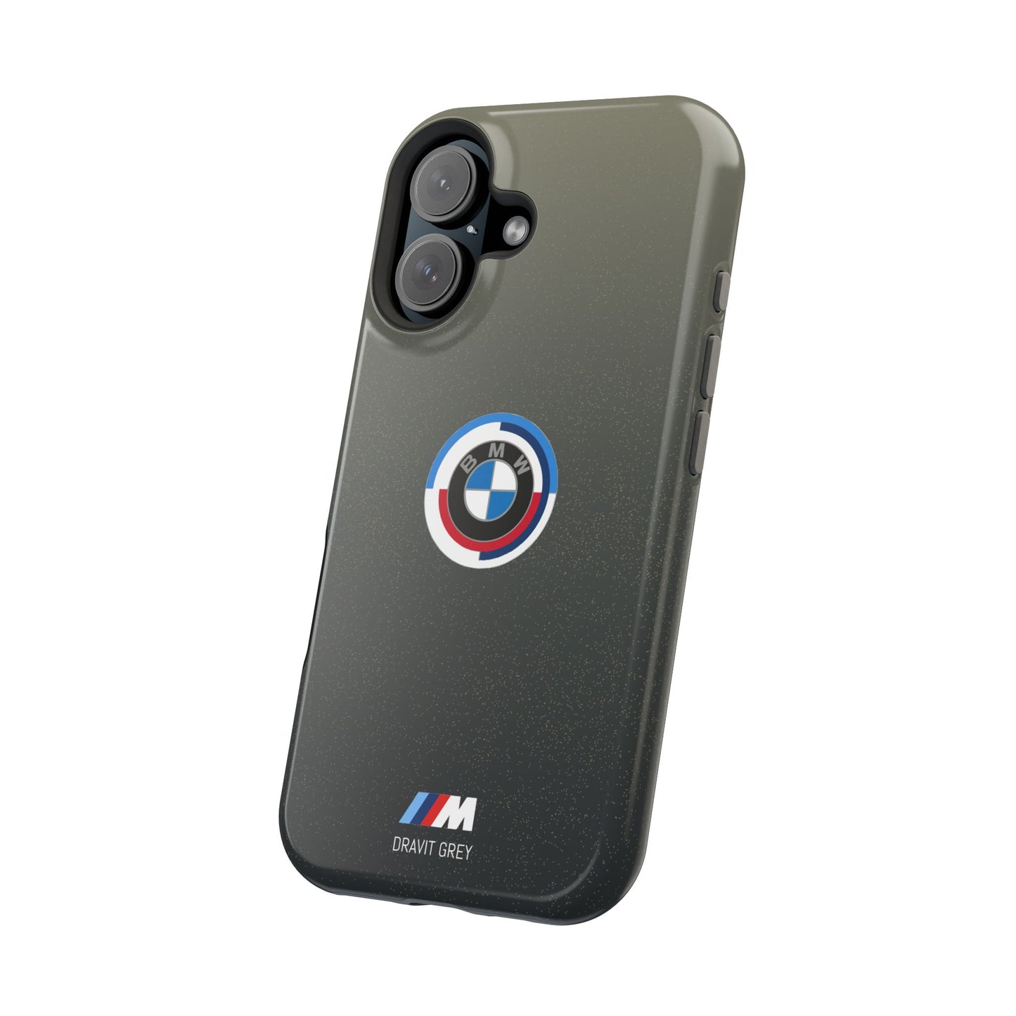 BMW G8X Dravit Grey With Gold Flecks iPhone MagSafe Tough Case - 50 Jahre Logo and M Piping