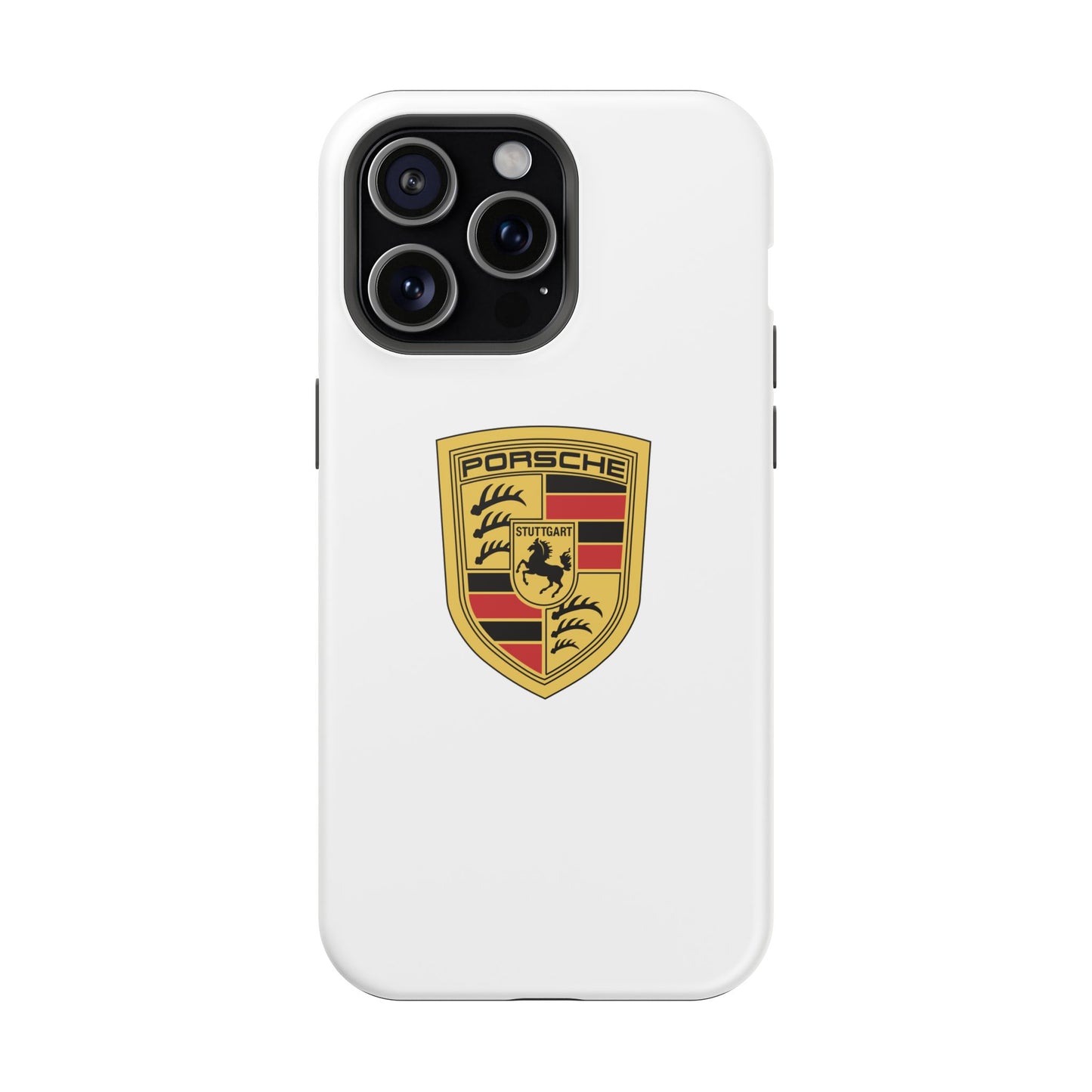 iPhone MagSafe Tough Case - Porsche Crest - White Gloss/Matte - iPhone 14-16 Pro Max