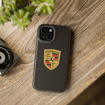 Porsche Crest iPhone MagSafe Elegance Case - iPhone 13 through 16 Pro Max - Black Gloss or Matte