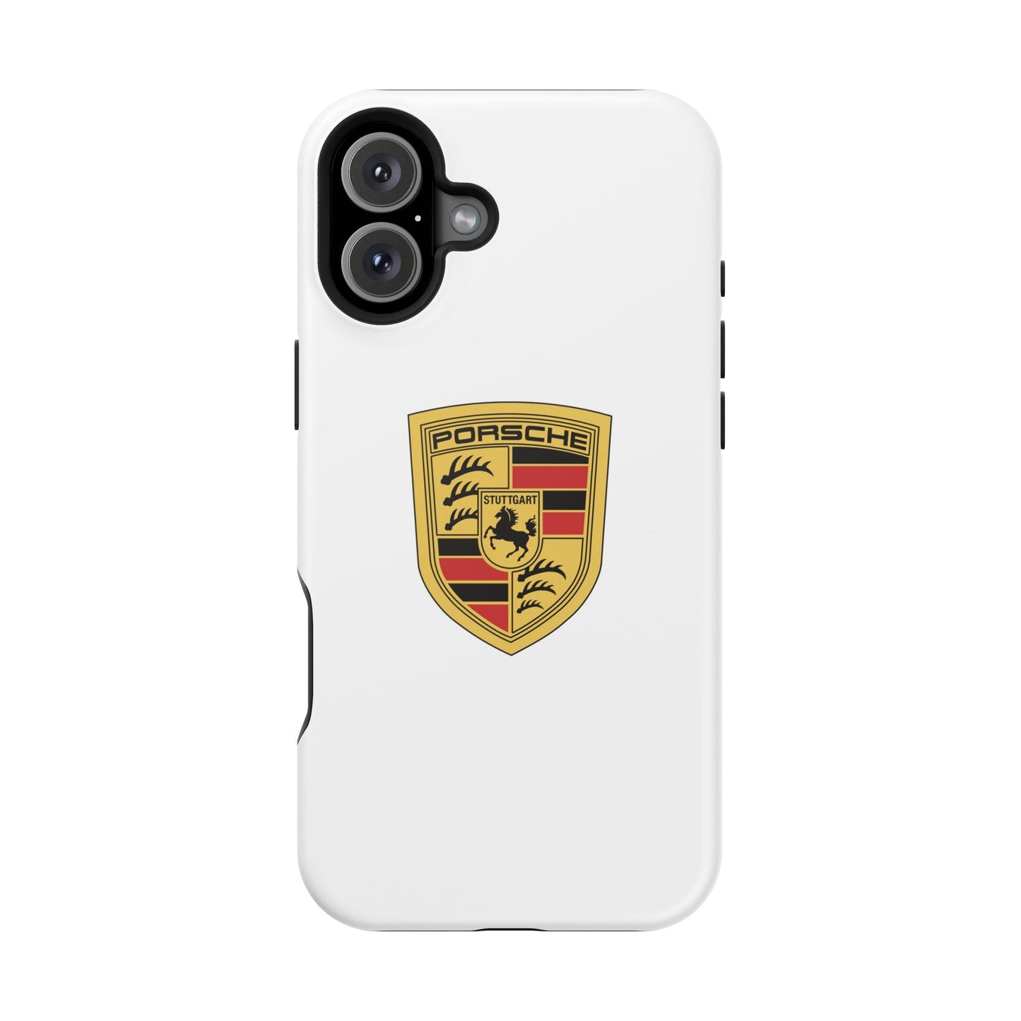 iPhone MagSafe Tough Case - Porsche Crest - White Gloss/Matte - iPhone 14-16 Pro Max