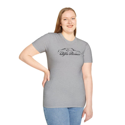 Alfa Romeo 4C Silhouette T-Shirt - Unisex Softstyle by Gildan - 100% Cotton Comfort - Casual & Stylish - Perfect for 4C Owners